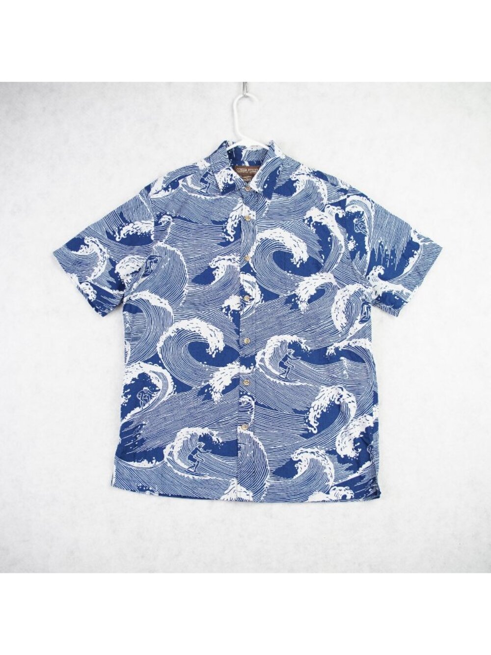 Cooke Street Mens Hawaiian Islands Shirt Size Small Blue Ocean Waves Surfer EUC
